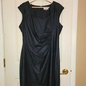 Calvin Klein Blue Ruched Sheath Dress Size 16